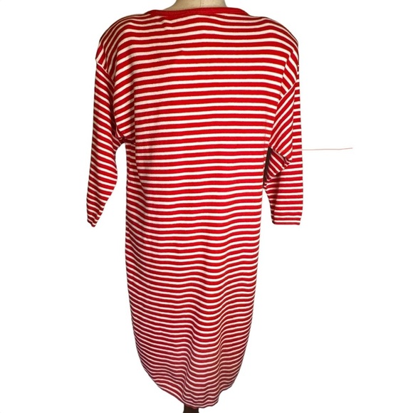 Ninon de Lenclos Vintage Deadstock Red White Striped Sweater Dress NWT Medium - Picture 4 of 9
